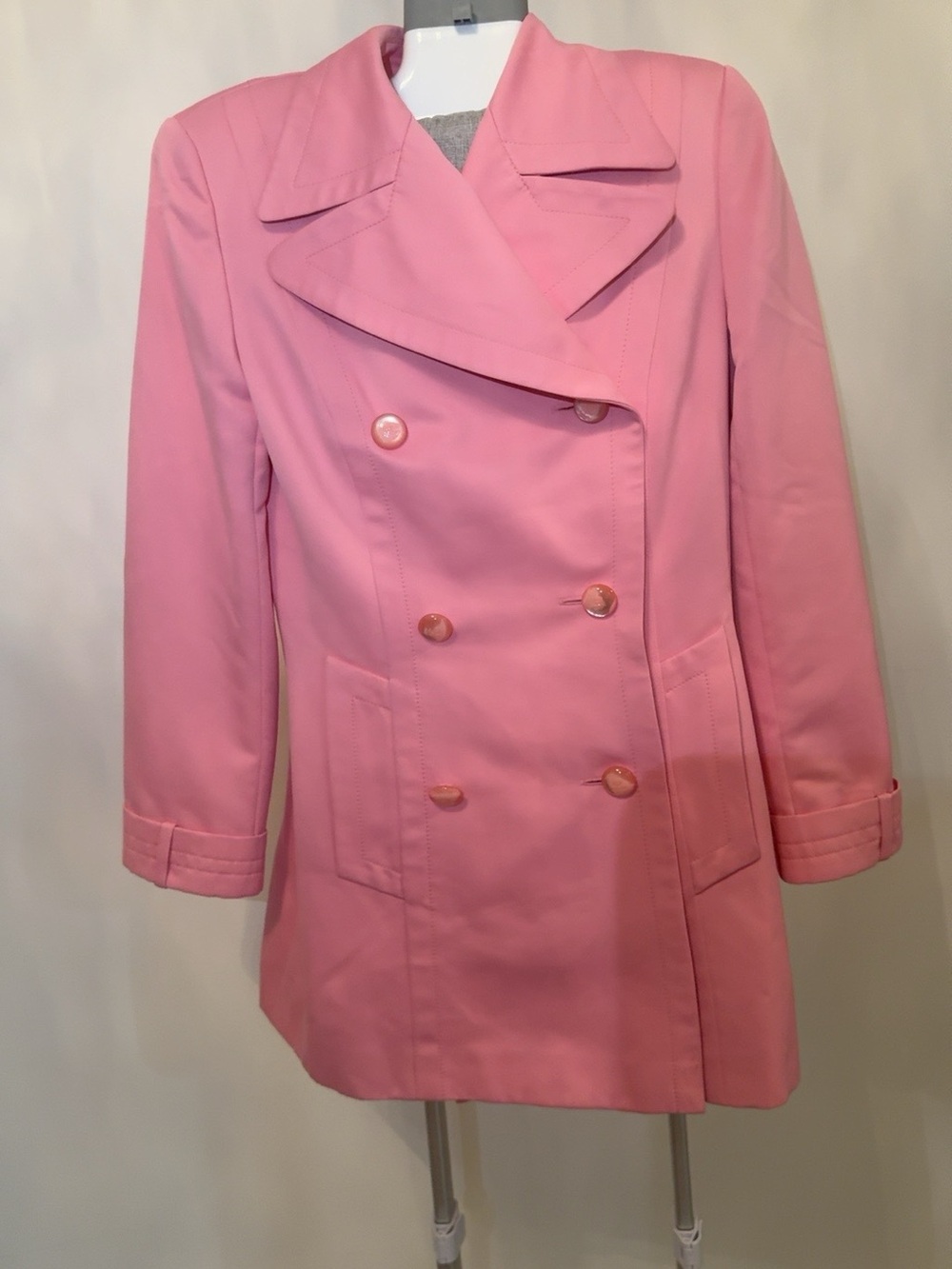 Escada Pink Double-Breasted Pea Coat